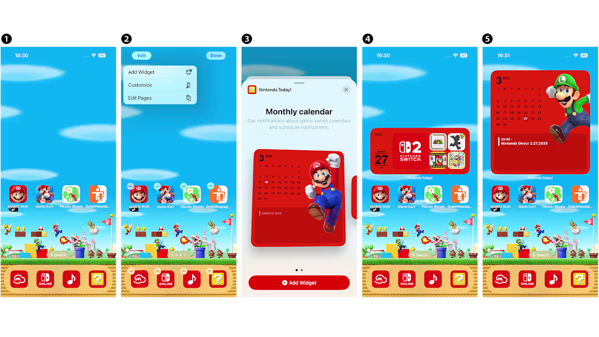 Nintendo Today widget screenshot